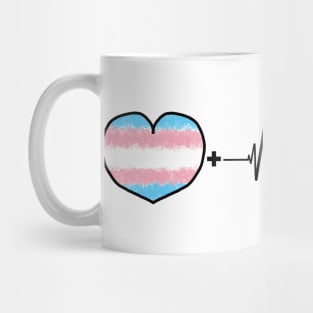 Trans Pride Flag Heart + Heartbeat = Pride Design Mug